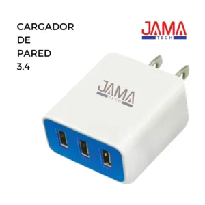 CARGADOR DE PARED 3.4A BLANCO-AZUL JAMA TECH