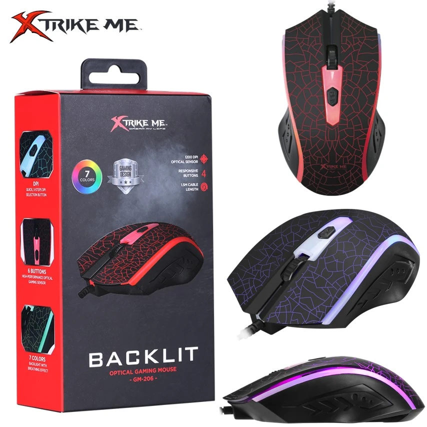 MOUSE USB GAMING GM206BK (7 COLORES)