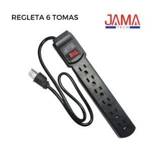 REGLETA 6 TOMAS 825 WATTS NEGRA JAMA TECH